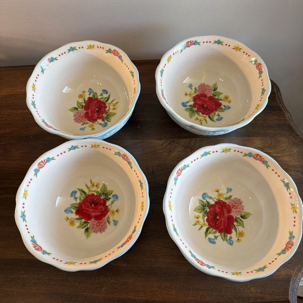 Pioneer Woman Sweet Rose Set Of 4 Bowls 6.25